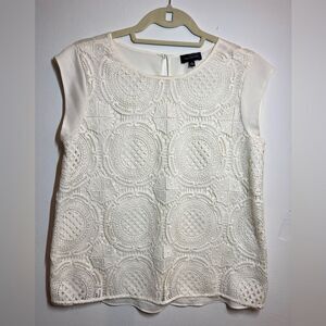 The Limited Cream Crochet Lace Sleeveless Blouse